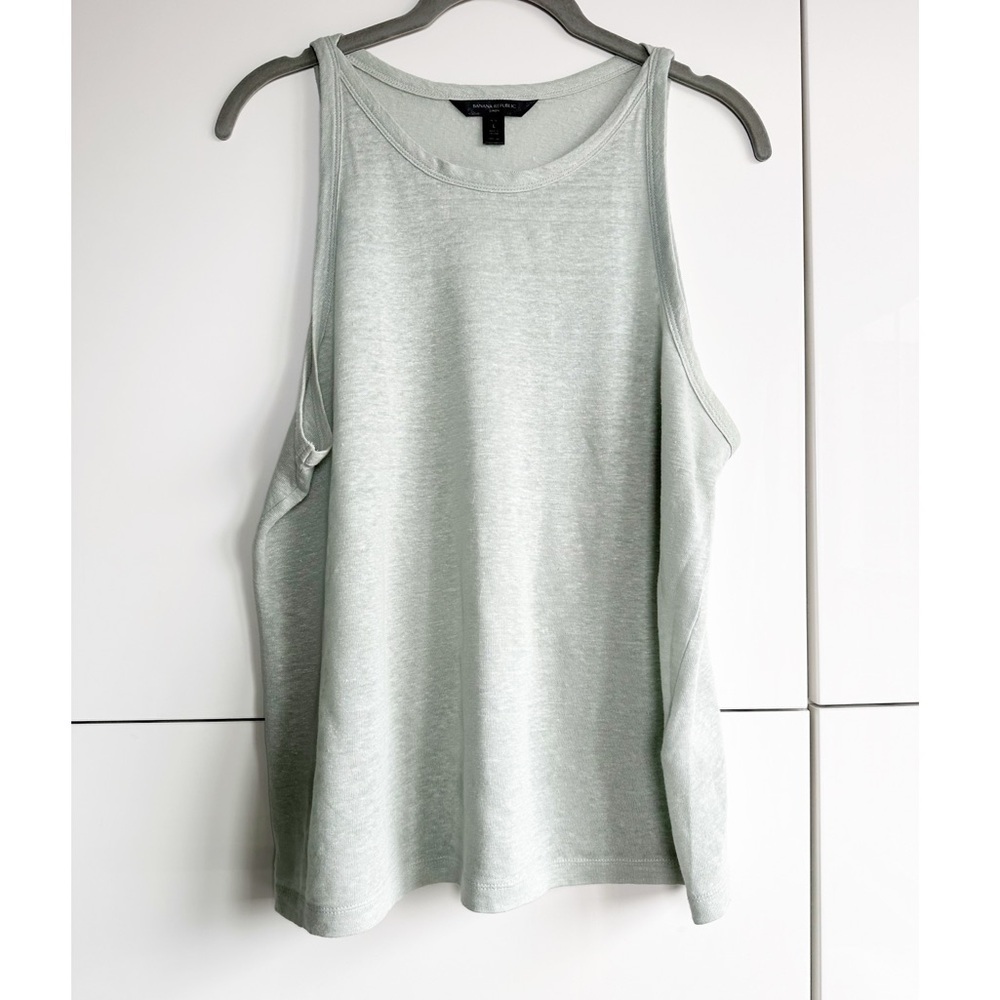 Banana Republic Mint Green 100% Linen Tank Top Size Large Petite